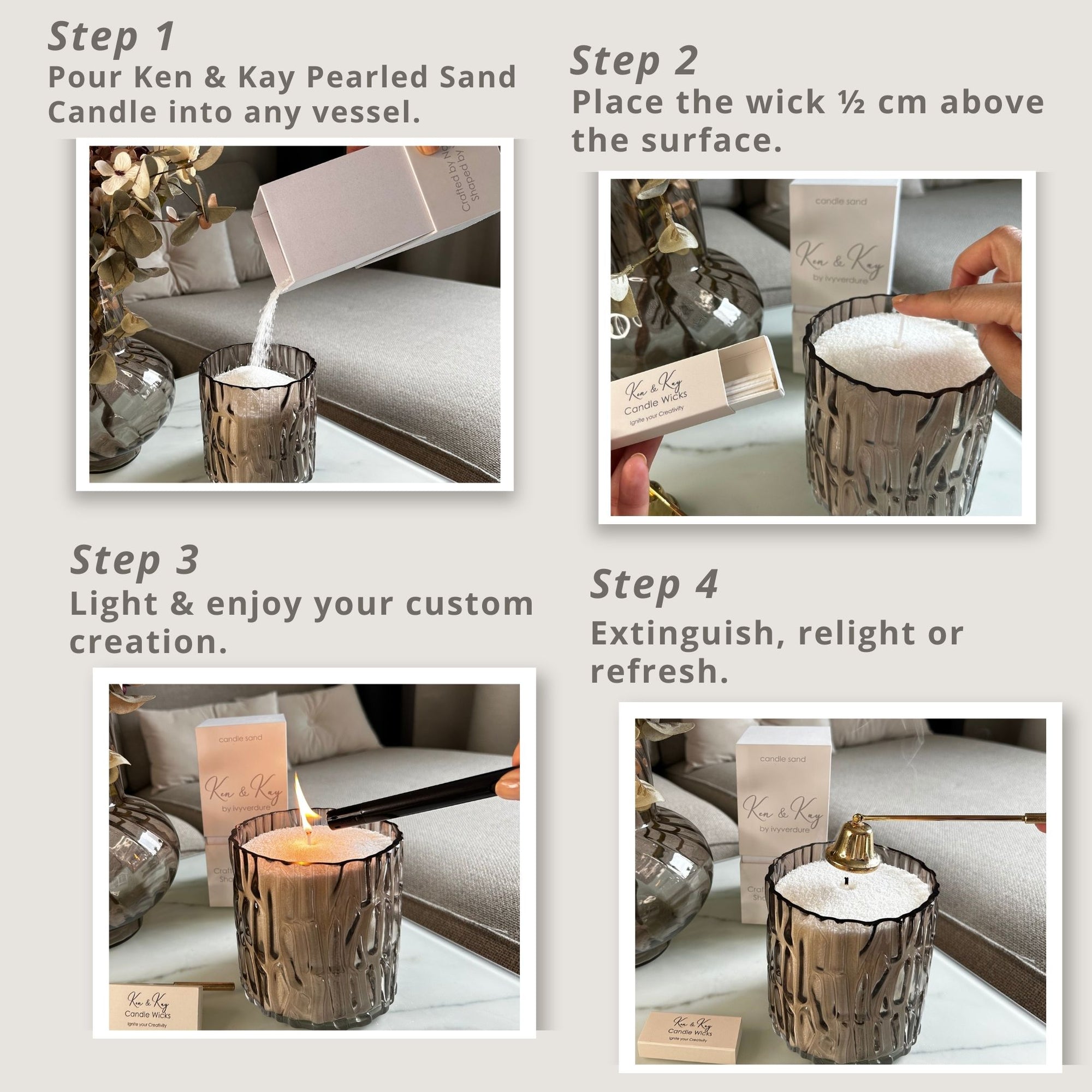 Ken & Kay Pearled Sand Candle - Fragrance Free