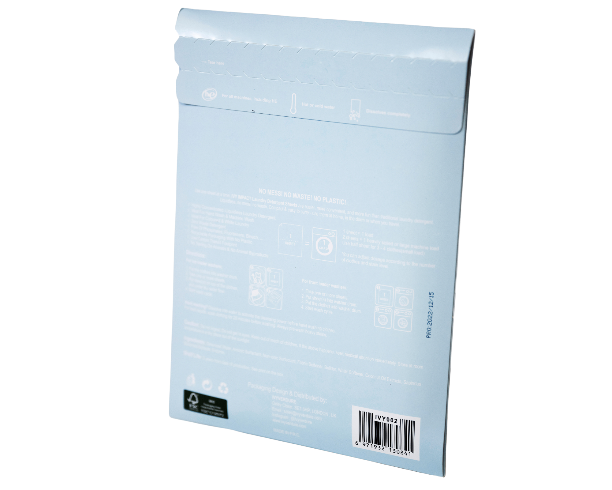 IVY Impact Laundry Detergent Sheets - Ocean Breeze